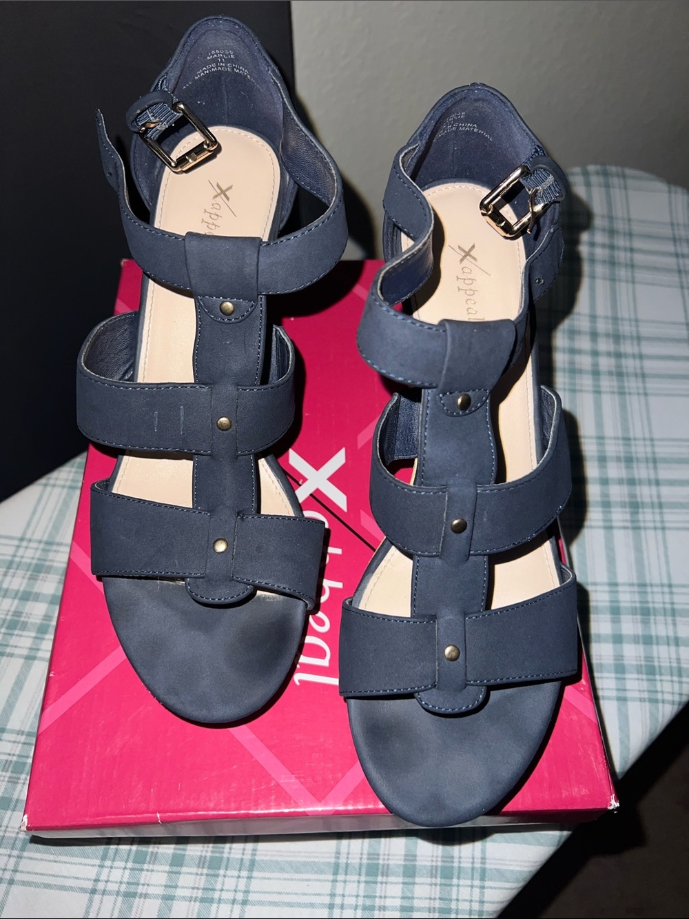 Xappeal Navy Strappy Studded Sandals for Women